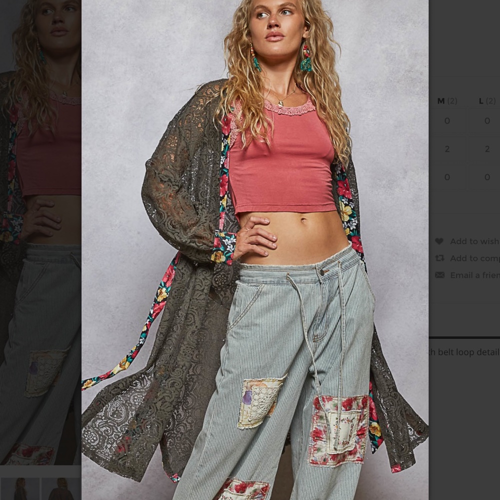 💐 POL , Lace Duster “ELEANORE”
Lace Cardigan with floral accent’💐
.Charcoal Grey